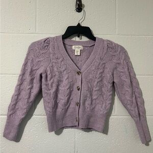 Jessica Simpson Purple Cardigan V-Neck Sweater Cable Knit